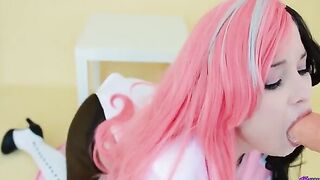 Hidori Rose, in Neopolitan RWBY cosplay, skillfully sucks cock and gets fucked hard
