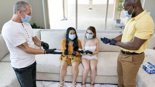 Two step daughters are getting their pussies cleaned and fucked by their daddies