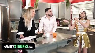 The stepdaughter Josie Tucker gets her big juicy tits covered in cum - FamilyStrokes