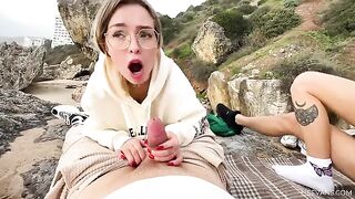 Two cute 18 y.o. girls getting fucked on the beach