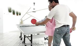 The guy made a bet with the blonde and lost, he had to pay