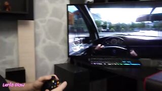 The girl distracts her boyfriend by fucking while he plays video games