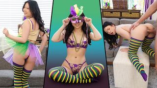 Petite Asian teen Lulu Chu celebrates Mardi Gras with intense action in HD