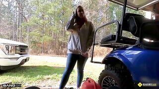 The lucky mechanic fucked the busty blonde Bailey Brooke roadside