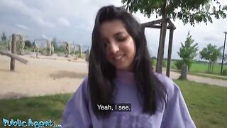 An Italian college girl is having fun with strangers to earn some money