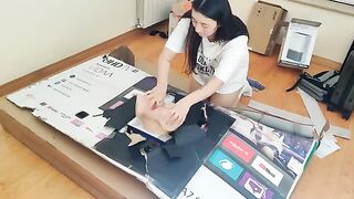 The guy taught stepsister to fuck and he came in her ass