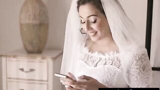 A cheating bride gets fucked by her wife and a naughty stepmom in a steamy scene