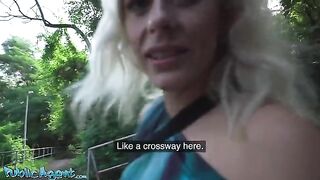 Blonde MILF with natural tits enjoys outdoor sex in park