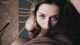A petite blonde with a wet pussy gets a messy, hot finish on her face