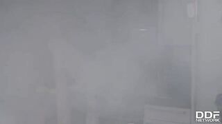 Firefighters fuck busty slut Monika Fox during an unexpected orgy