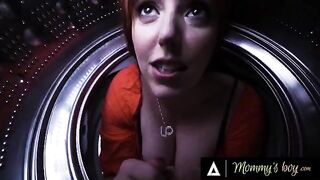 Pervert stepbro and sis save sexy stepmom Lauren Phillips from the washing machine