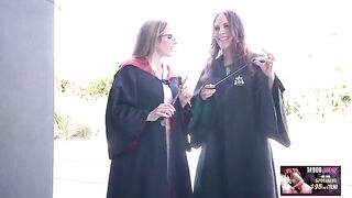 Two MILFs are having a threesome fun in the magical world