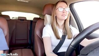The stepson is learning to drive under his stepmom’s guidance