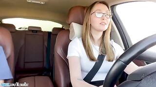 The stepson is learning to drive under his stepmom’s guidance