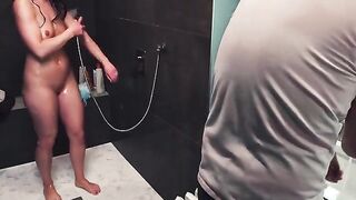 A hand job ended up with a ruined orgasm in the shower
