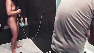 A hand job ended up with a ruined orgasm in the shower