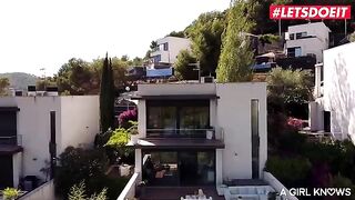 Two girls are having gentle sex at dawn in a beautiful, romantic setting