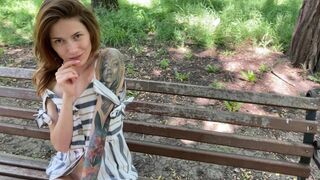 I take off my panties in the park and play with my pussy