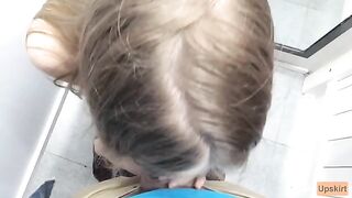 The petite girl was almost caught in a public changing room