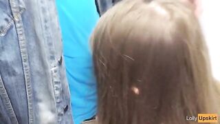 The petite girl was almost caught in a public changing room