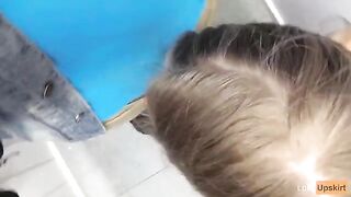 The petite girl was almost caught in a public changing room