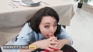 Whitney Wright, the sexy brunette with seductive blue eyes, gets fucked under the table
