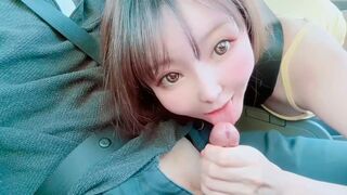 The hot girl gets juicy and fucks in the car