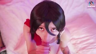 Mikasa Ackerman gets her pussy railed and cum facialized - Attack on Titan Cosplay