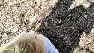 A girl came to a forest and began to walk with an orgasm
