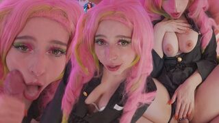 Kinky Mitsuri Kanroji enjoys intense sex and huge cocks in her holes