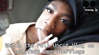 Hot ebony chick got banged in the car by a dude