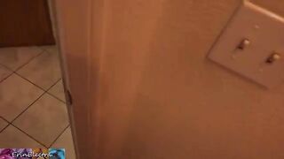 Stepmom prepares for bed while her stepson watches and masturbates, then she lets him in