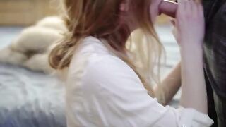 Fur coat sex with a hot slut and a big dildo