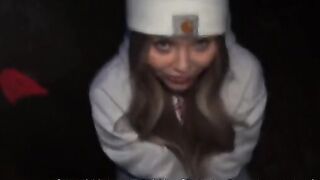 The slutty girl gets fucked by guys for skater photos
