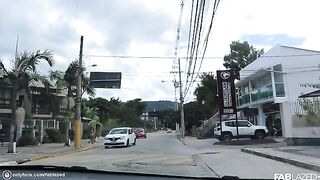 A couple on a sex adventure living on a tropical island in a bikini