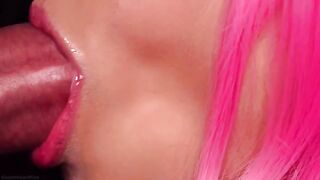 The best milk blowjob with pink hair in ASMR 4K quality