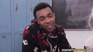 Blonde teen Heather Honey fucks with two black hungs in an intense DP scene