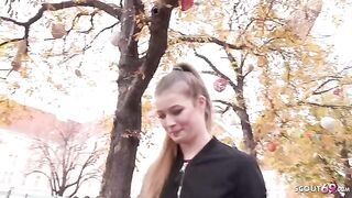 Pick-up casting with German teen Olivia Sparkle for raw sex