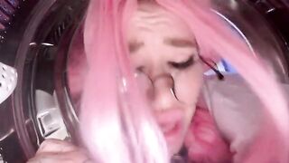 My stepsister is stupid, she got stuck in the washing machine and I fucked her there