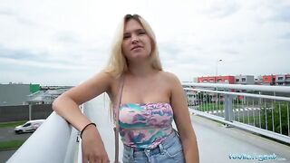 An Irina Cage type, known for her seductive charm and flawless figure, flashed her boobs on the bridge