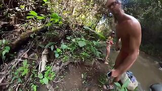 Couple fucked in the jungle river, wild and free!