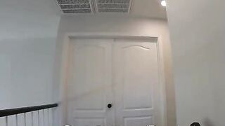 A blonde sneaks her boyfriend into her room for a steamy session