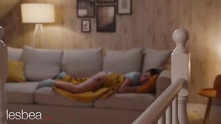 Andrea and Kaira explore each other with a vibrator in a sensual Lesbea scene