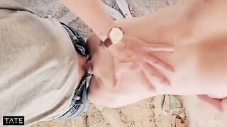 An amateur couple has sex in a risky place and almost gets caught