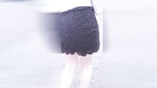 This Japanese girl is completely naked and very willing to engage in public!