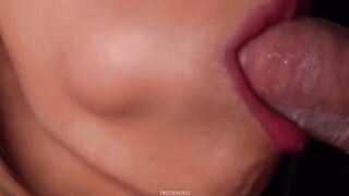 The guy finished in the mouth after breaking the condom