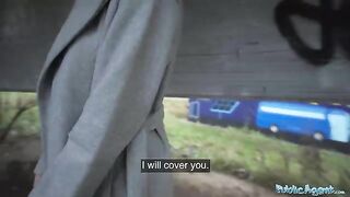 A cute girl from Russia got fucked by Public Agent outdoors for cash