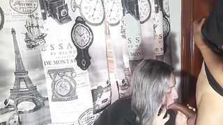 The very bad girl speaks with her boyfriend while fucking with her stepbrother