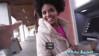 Outdoor pickup for cash with a Brazilian girl in Public Agent style