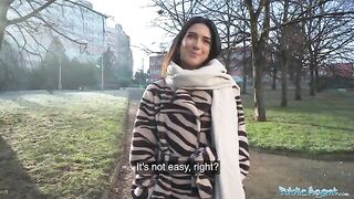 A beautiful European girl, a biology student, met a guy in the street